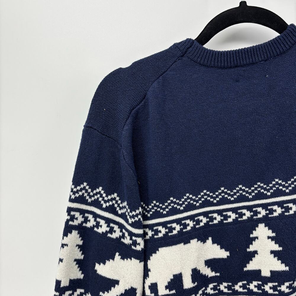 Lands End Men's Size XL Sweater Navy Blue Bear Christmas Tree - Picture 15 of 16